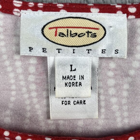 Talbots Womens Silk & Modal Blend Red & White Coral Stretch Top Sz Large - Picture 4 of 5